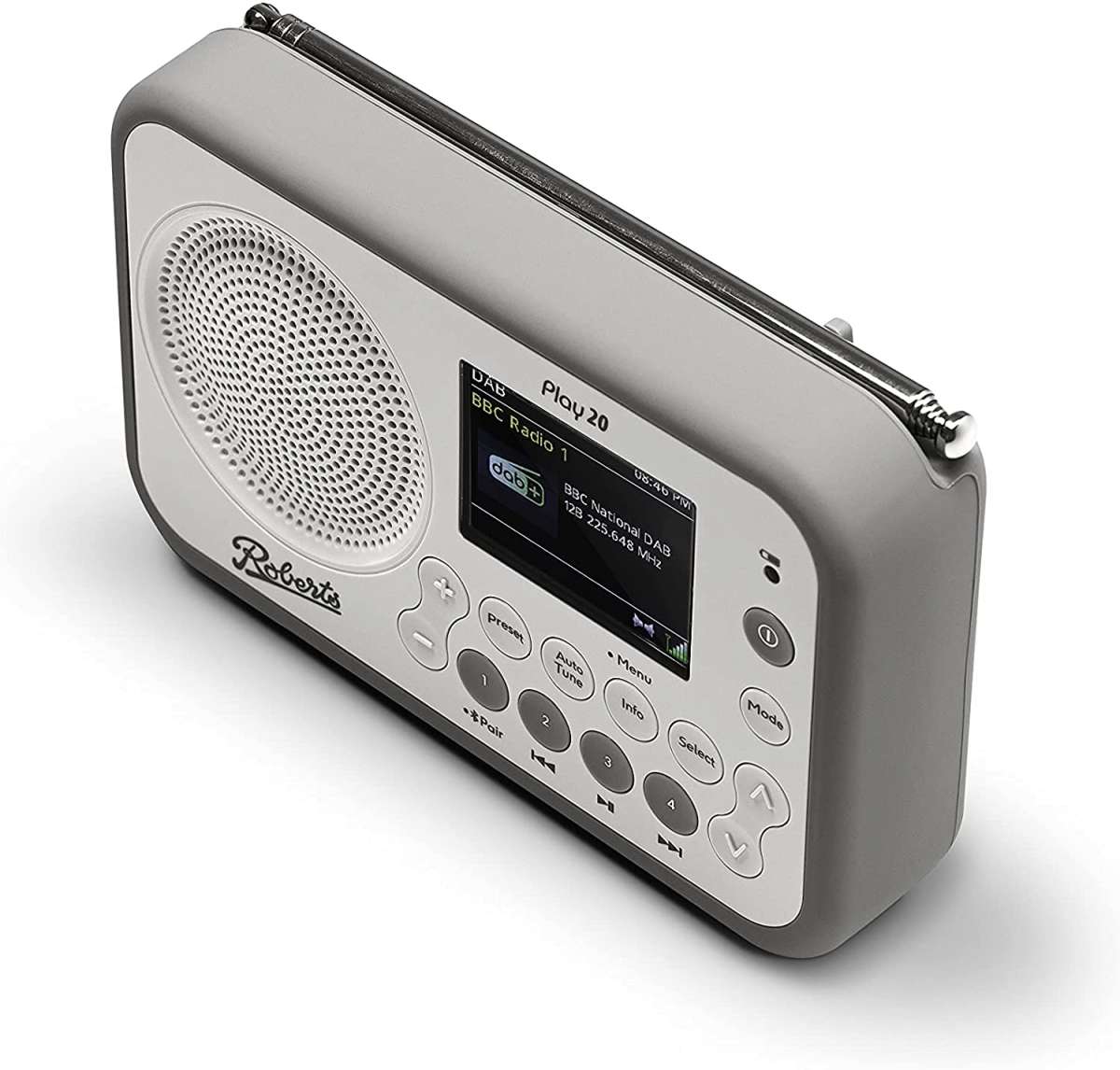 Roberts Play 20 White Portable DAB Radio with Bluetooth Play20W
