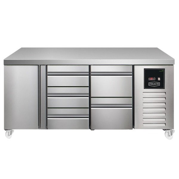 Sterling Pro SPI7180132NS Green 180cm Wide 214L 1 Door 5 Drawers Counter Fridge