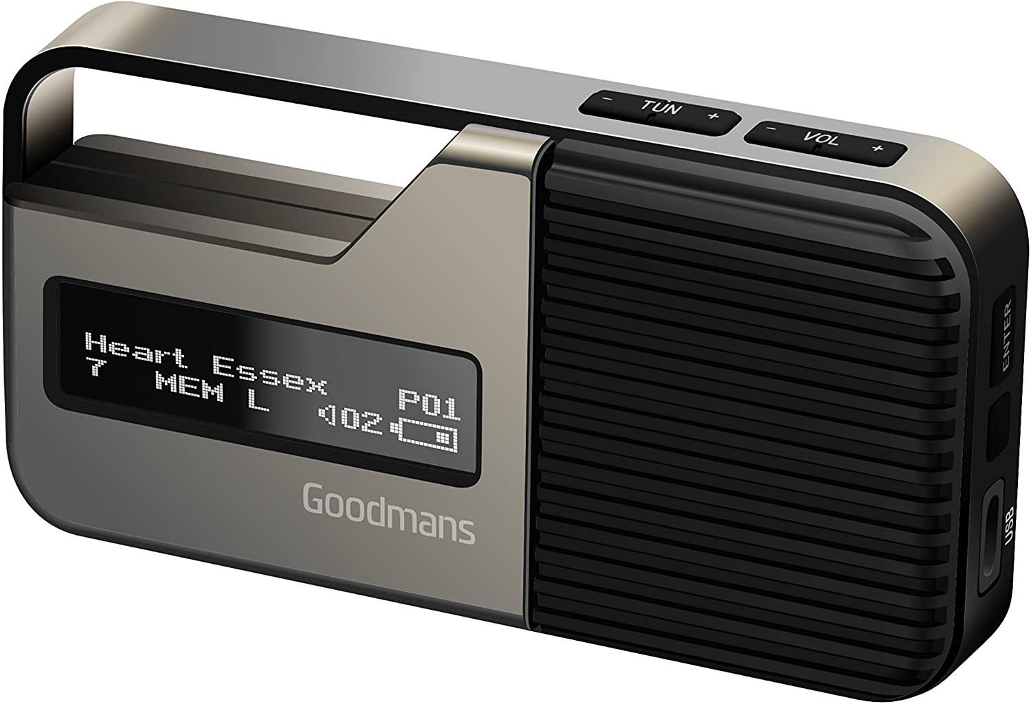 Goodmans GDPRDAB2ST Pocket Sports DAB Radio with Torch in Stainless