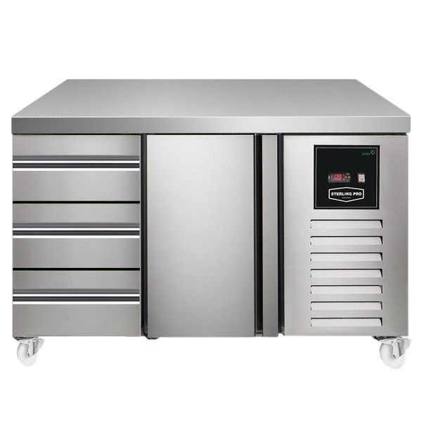Sterling Pro SPI713531NSINS Green 135cm Wide 143L 1 Door 3 Drawers Assembled Counter Fridge