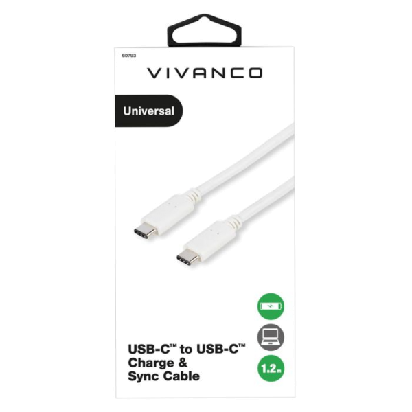Vivanco 60793 1.2 Metre USB-C to USB-C White Cable