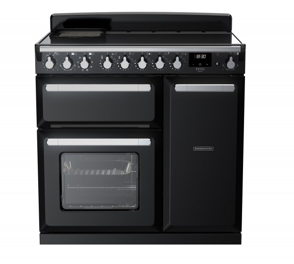 Estel Deluxe 90cm Range Cooker With Induction Top In Black And Chrome