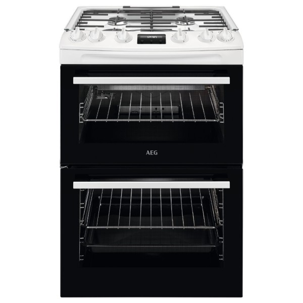 60cm Gas Double Oven Cooker In White
