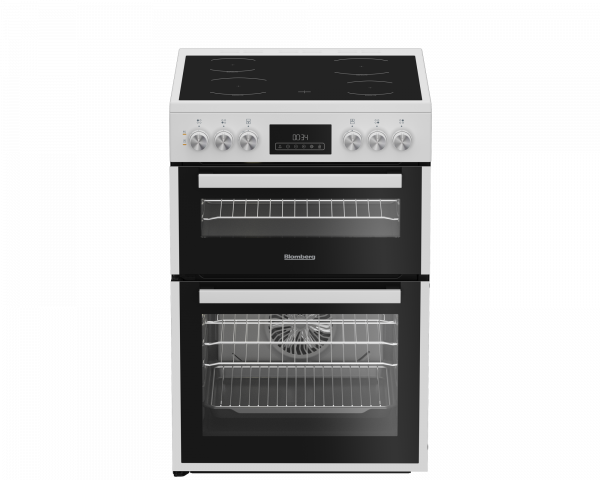 60cm Double Oven Electric Cooker With Ceramic Hob In White