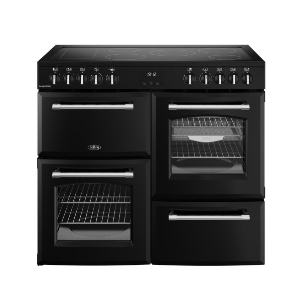 Farmhouse 100cm Electric Range Cooker With Ceramic Top In Black