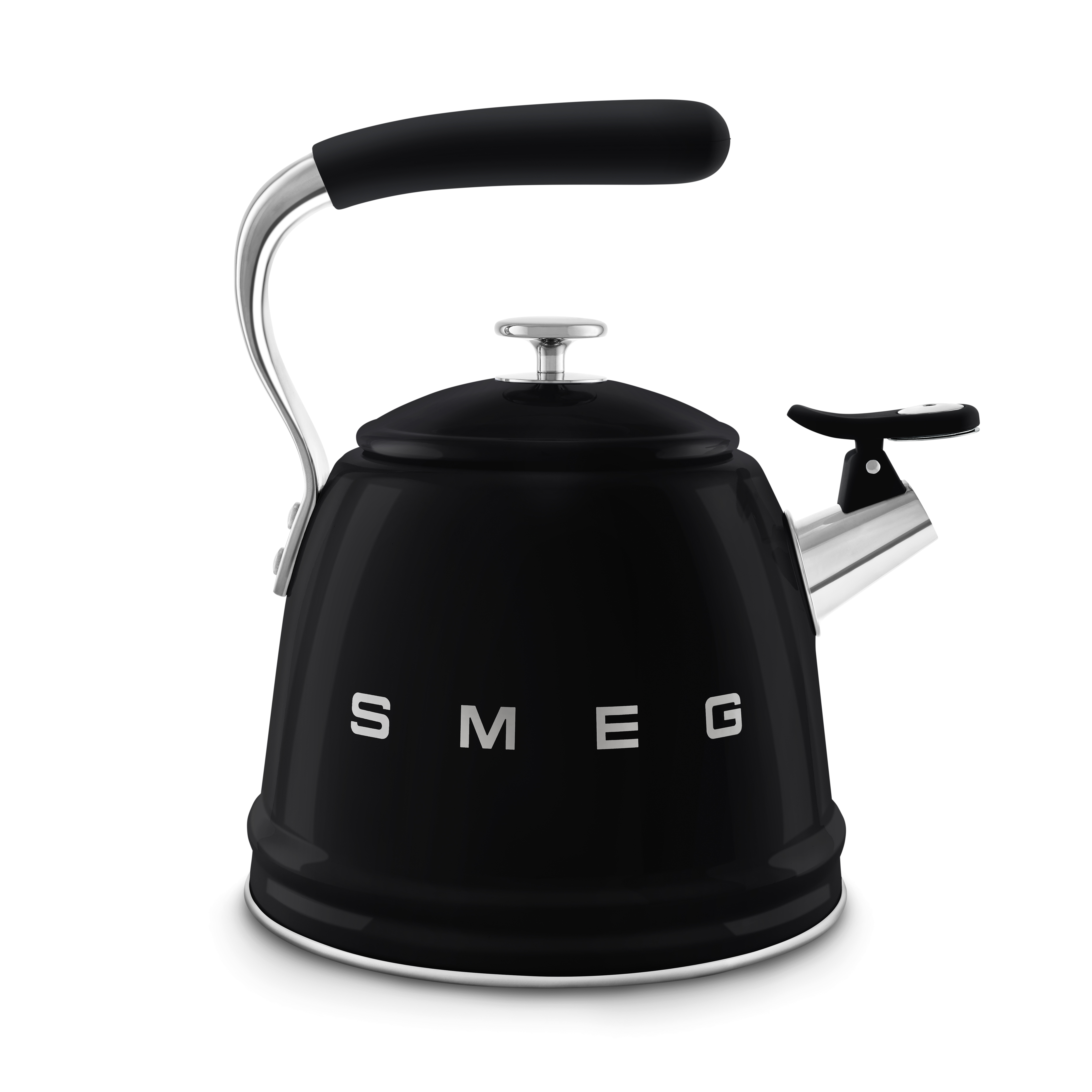 smeg, retro, 50's style, stove top, whistling kettle, 2.3 litre, black ...