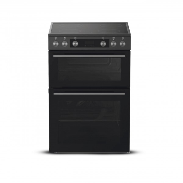 60cm Electric Double Oven Cooker With Ceramic Top In Black