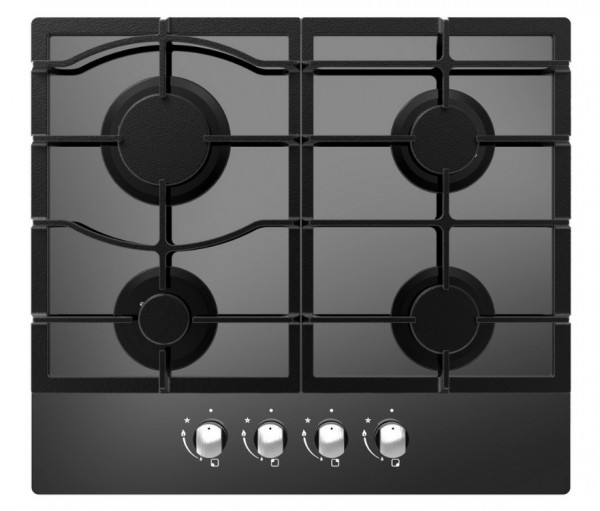 60cm Gas On Glass Hob With Front Controls In Black