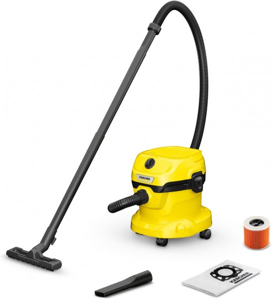 WD 2 Plus, Wet And Dry Cylinder Vacuum Cleaner In Yellow