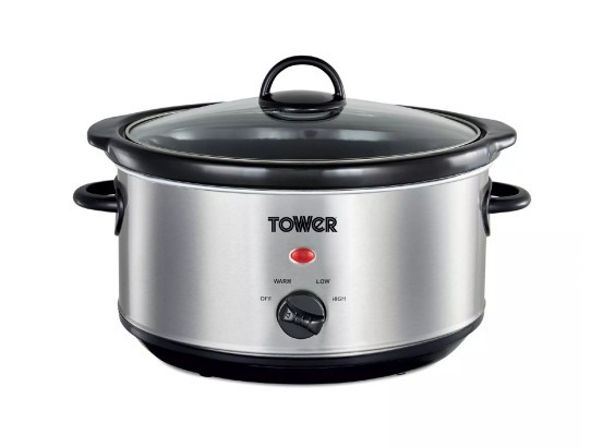 3.5 Litre Slow Cooker With 3 Heat Settings In Stainless Steel