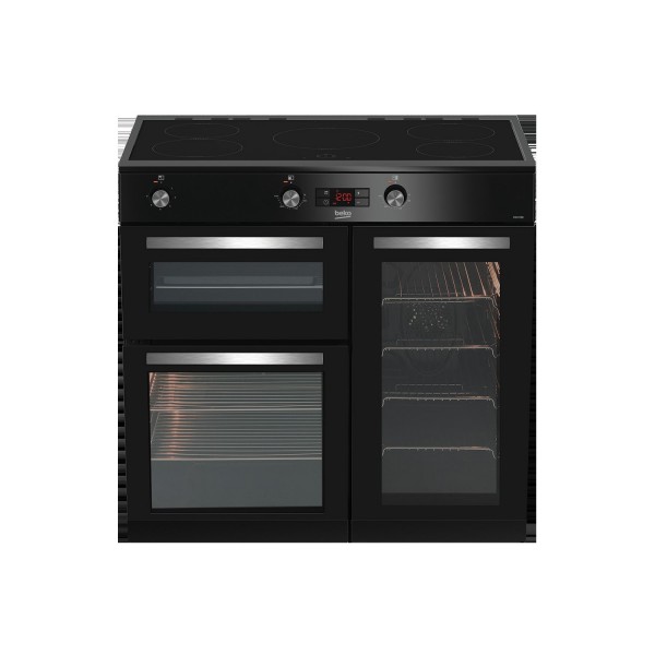 90cm Electric Range Cooker With Induction Top In Black