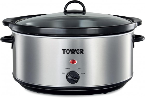 6.5 Litre Slow Cooker 3 Heat Setting In Stainless Steel