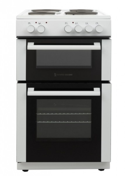 50cm Wide Twin Cavity Solid Plate Electric Cooker In White