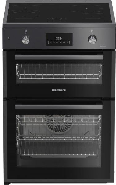 60CM Electric Double Oven Cooker With Induction Top In Anthracite