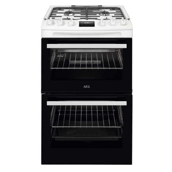 55cm Gas Double Oven Cooker In White
