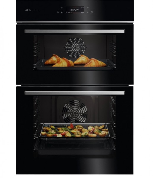 AEG GE7CP61FB 59.4cm Built In Electric Double Oven Gloss Black with Steel Trim Launceston Cornwall Devon Callington Tavistock Liskeard Yelverton Camelford Wadebridge Okehampton Bude Holsworthy near me local cheap