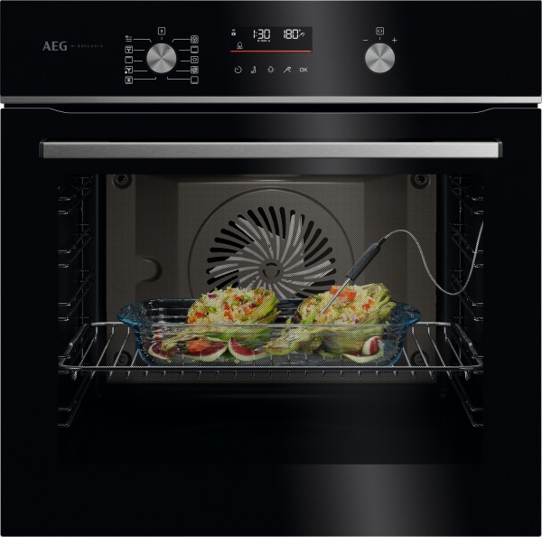 AEG GA5CB50FAB 59.5cm Built In Electric Single Oven Gloss Black with Steel Trim Launceston Cornwall Devon Callington Tavistock Liskeard Yelverton Camelford Wadebridge Okehampton Bude Holsworthy near me local cheap