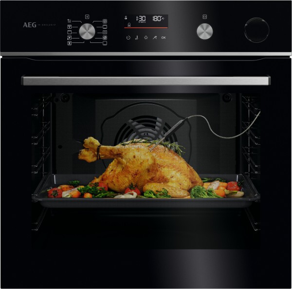 AEG GR6PB52FSB 59.6cm Built In Electric Single Oven Gloss Black with Steel Trim Launceston Cornwall Devon Callington Tavistock Liskeard Yelverton Camelford Wadebridge Okehampton Bude Holsworthy near me local cheap