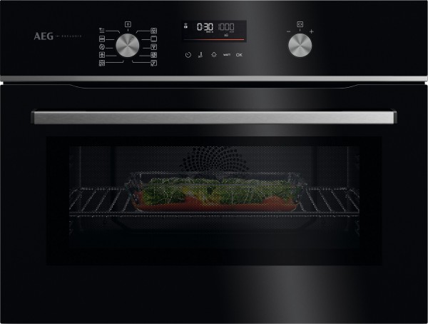 AEG GK7NK62FB 59.5cm Compact Combi Microwave Oven Gloss Black with Steel Trim Launceston Cornwall Devon Callington Tavistock Liskeard Yelverton Camelford Wadebridge Okehampton Bude Holsworthy near me local cheap
