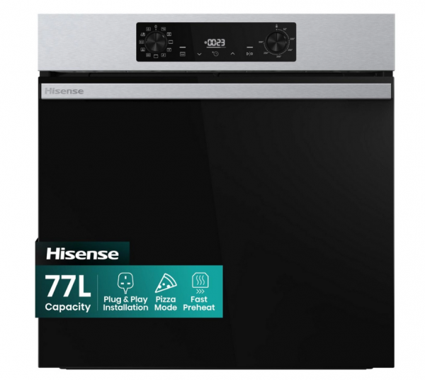 Hisense BI622AXPGUK 59.5cm Built In Electric Single Oven - Black &amp; Stainless Steel