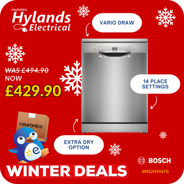 Bosch SMS2HVI67G Series 2 Dishwasher, 14 Place Settings, Silver - 5 Year Warranty*