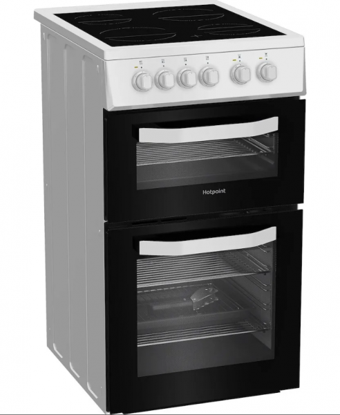 HOTPOINT HTE5VCW 50cm Electric Twin Cavity Cooker - White