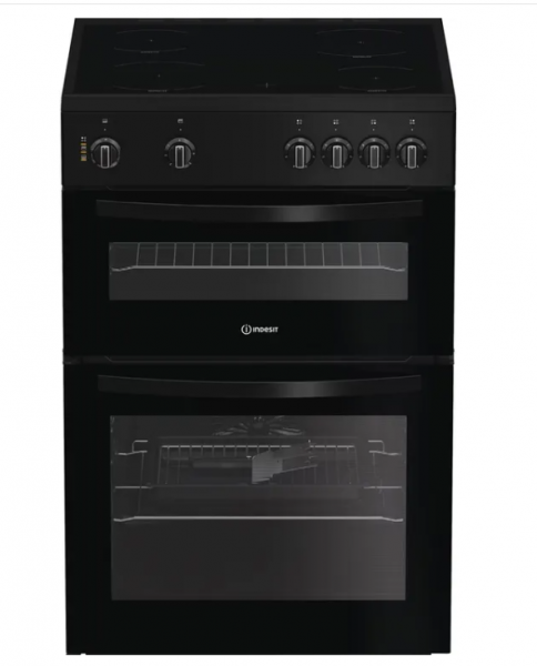 INDESIT ITE6VMB 60cm Twin Cavity Electric Cooker - Black