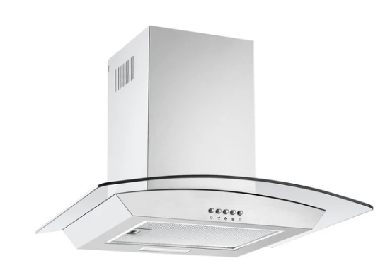 Prima PRCGH016 60cm Curved Glass Chimney Hood - Stainless Steel