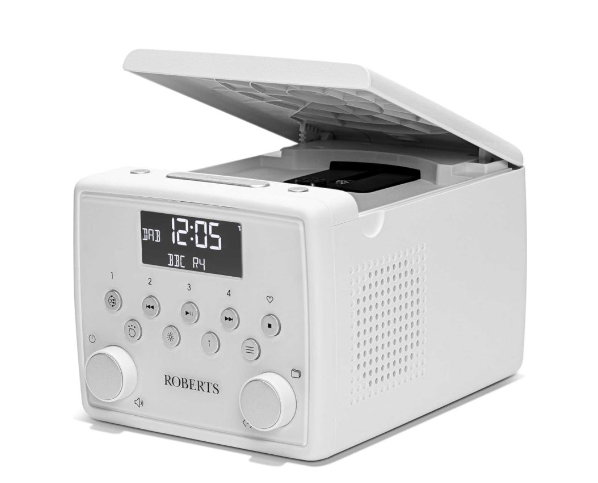 Roberts SOUND49 FM/DAB/DAB+ Digital Clock Radio with Bluetooth &amp; CD Player - White