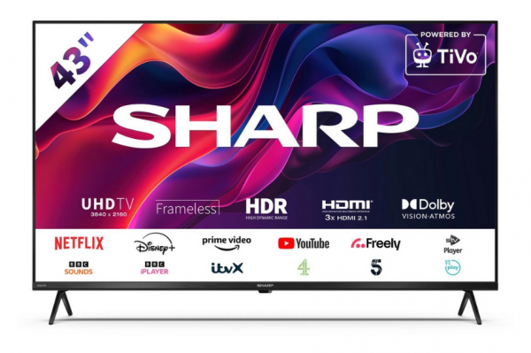 Sharp 4T-C43GK4245KB 43" 4K UHD Frameless Smart TiVo TV - 3 Year Warranty*
