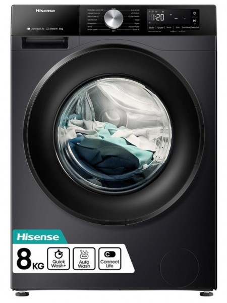 Hisense WF3S8043BB3 8kg 1400 Spin Washing Machine - Black - 2 Year Guarantee*