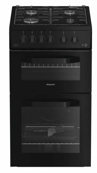 Hotpoint HTG5GCB Freestanding 50cm Gas Twin Cavity Cooker in Black