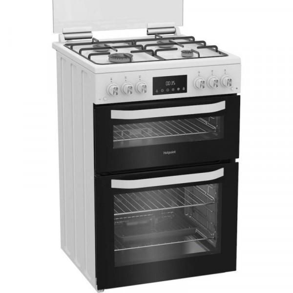 Hotpoint HDG6GDCW 60cm Gas Double Cooker - White