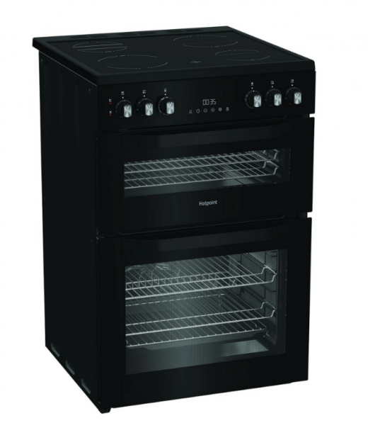 Hotpoint HDE6VDC2B1 60cm Double Oven Electric Cooker with Ceramic Hob - Black