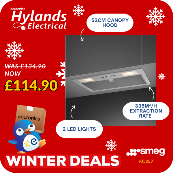 Smeg KI52E3 Cucina 52cm Canopy Cooker Hood - Silver