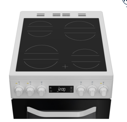 Hotpoint HDE5VDCW Ceramic Electric Cooker with Double Oven, White, A Rated