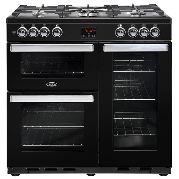 BELLING 90DFT-BLK 90CM DUAL FUEL COOKCENTRE RANGE BLACK