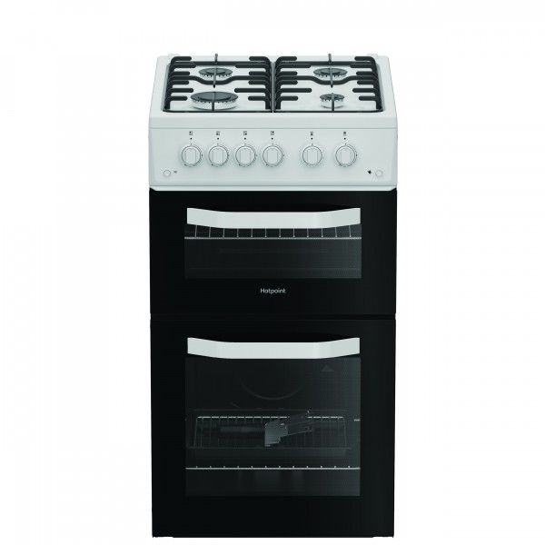 Hotpoint HTG5GCW 50cm Twin Cavity cooker in White