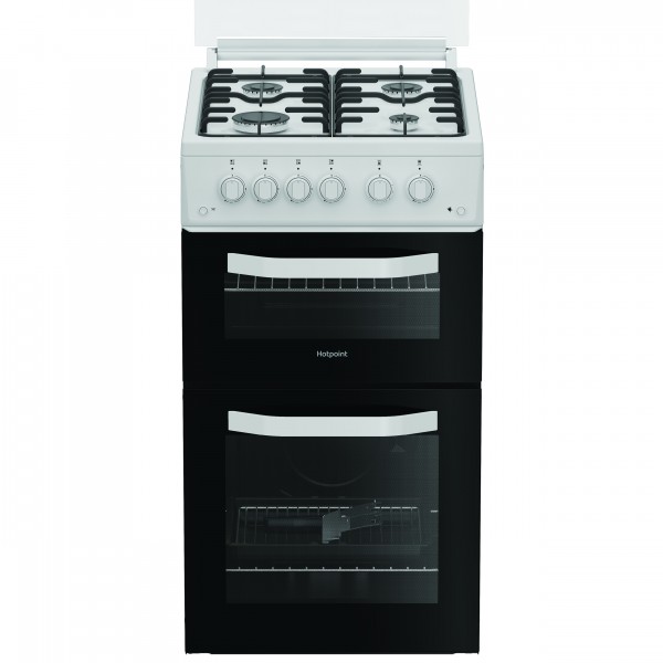 Hotpoint HTG5GCW 50cm Twin Cavity cooker With Lid
