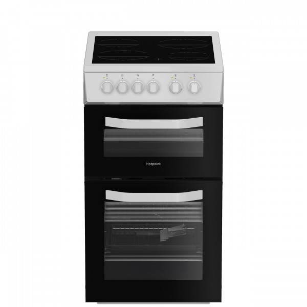 Hotpoint HTE5VCW 50cm Twin Cavity Electric Cooker