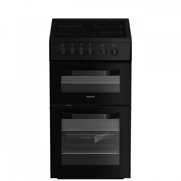 Hotpoint HTE5VCB 50cm Twin Cavity Electric Cooker