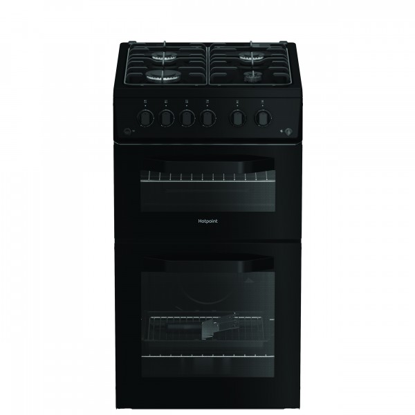 Hotpoint HTG5GCB 50cm Twin Cavity cooker in Black