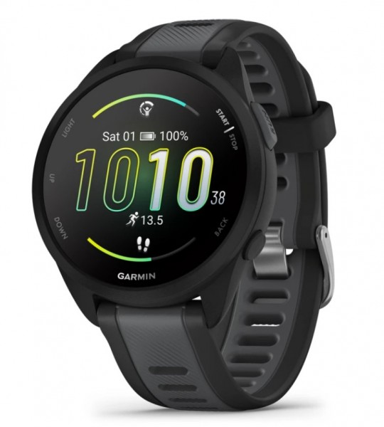 Garmin Forerunner 165 Music 43mm Smartwatch, Black/Slate Grey | 010-02863-30