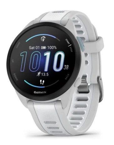 Garmin Forerunner 165 Music 43mm Smartwatch, Mist Grey/Whitestone | 010-02863-31